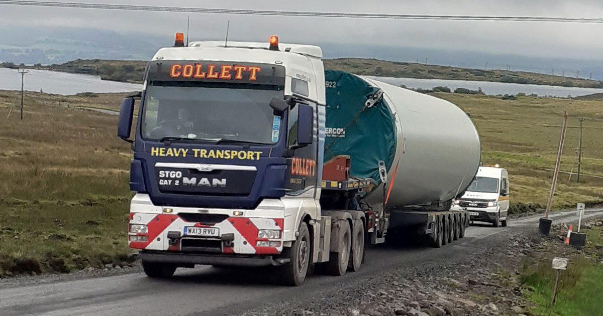 Collett transport components to Inverclyde Wind Farm