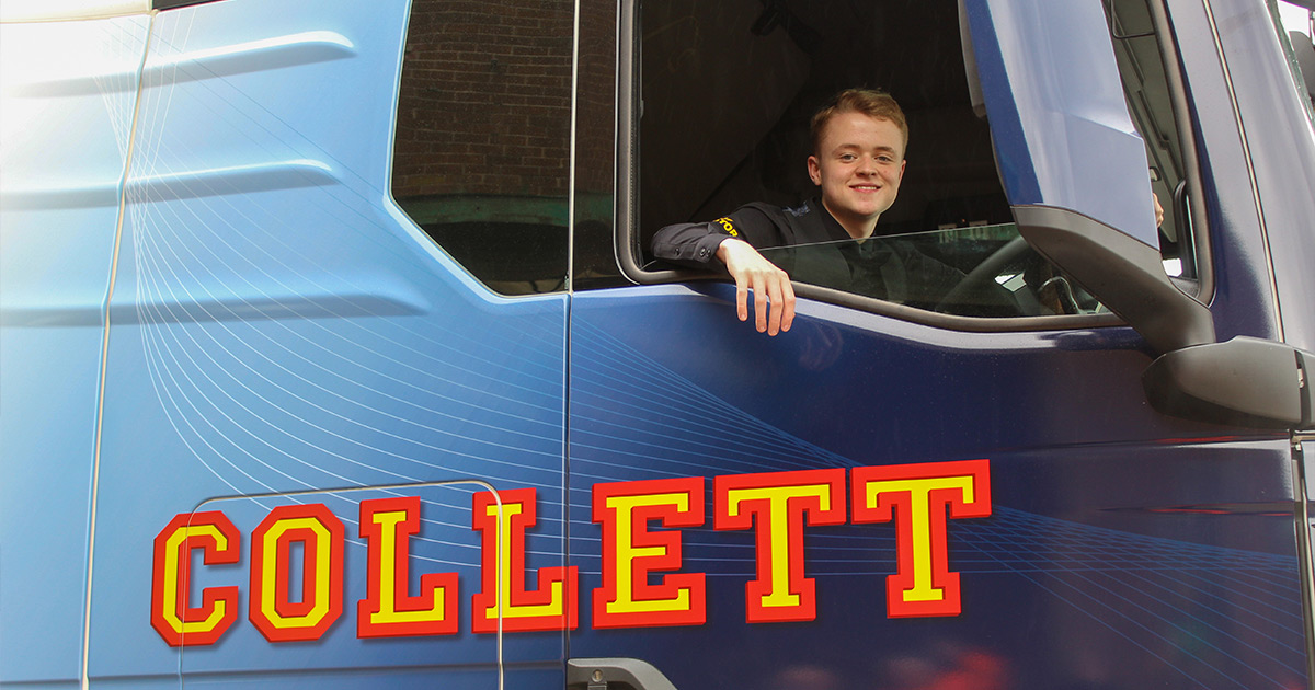 Stan Moody inside Collett truck smiling 2025 fifth year sponsorship