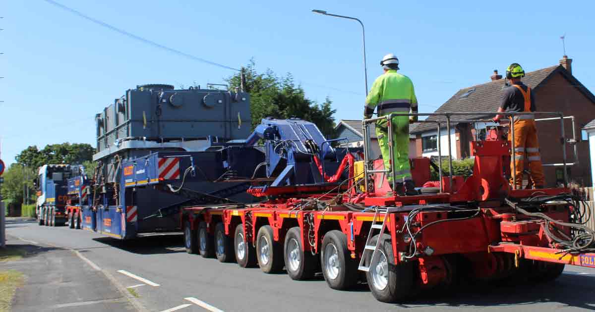 Collett transporting transformer using their new 150Te girder frame trailer