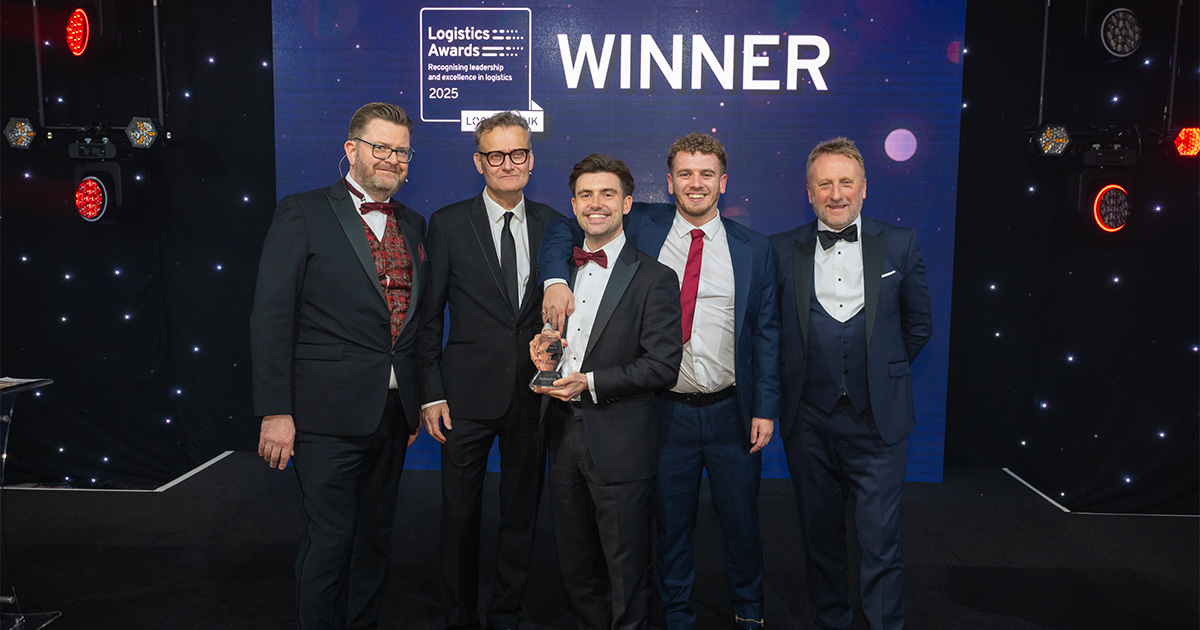 Collett team receiving the Most Innovative Product of the Year Award at the 2025 Logistics UK Awards