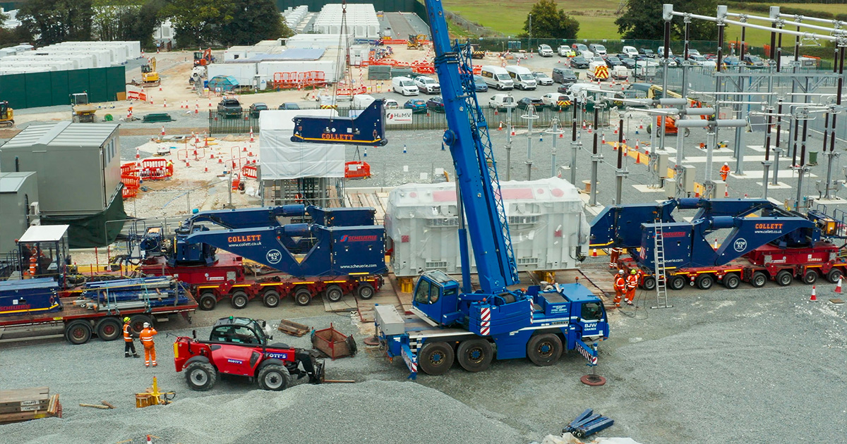 Collett installing transformer at Thornton Substation using hydraulic jacking and skidding